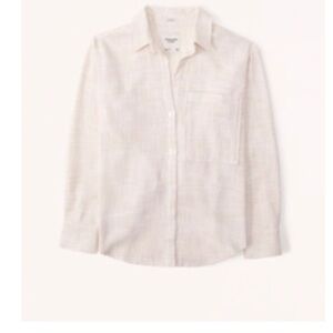 Abercrombie & Fitch Women’s Oversized Cream Button Down Shirt
